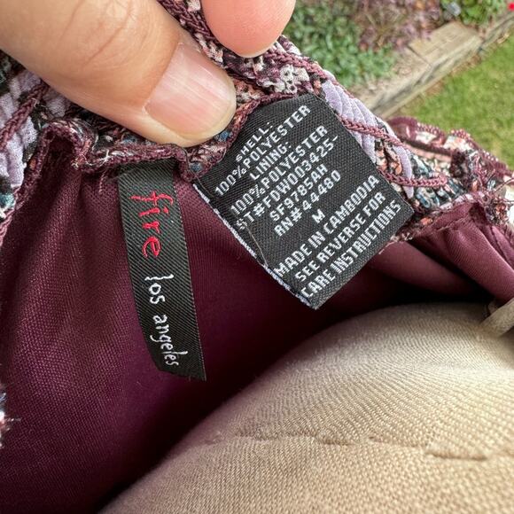 Fire Los Angeles Dress Women's Medium Purple Paisley Boho Peasant Hi Low Hem - Picture 11 of 12